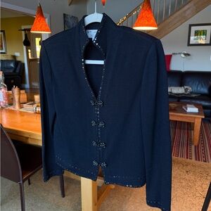 St. John Black Evening Jacket with Silver Accents